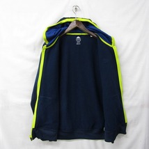 サイズ M adidas フリース ジャケット ジップアップ パーカー フーディー 裏起毛 蛍光 パイピング アディダス 古着 ビンテージ 2J1923_画像8