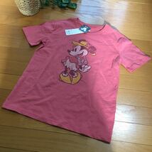 【新品即決】gu ミニーちゃんキャンプ半袖TシャツSサイズ　ピンク　ジーユー　ディズニー _画像1