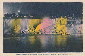 ♯FF5 絵葉書　AMERICAN FALLS ILLUMINATED IN WINTER,NIAGARA アメリカ滝 ナイアガラ