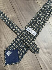 人気　pierre balmain ピエールバルマン　ネクタイ　グレー　ドット　小紋　レトロ　シャイニー　シルク　ハイブランド　高級　光沢