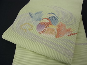 花美人着物■夏物 絽綴れ 八寸名古屋帯 鴛鴦 金銀糸 逸品 eee4511