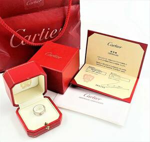Cartier カルティエ LOVE RING ラブリング 950PT 57サイズ 17号 10ｇ プラチナ 指輪 証明書 ケース付き イニシャルあり