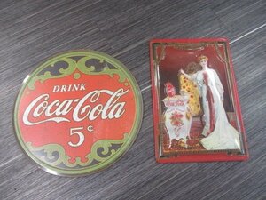 【大幅値下げ/最終処分】レア品？★コカコーラサインボード2枚セット★Coca Cola/5￠★円 直径約30㎝/長方形 縦約30㎝×横約20㎝★販促用看