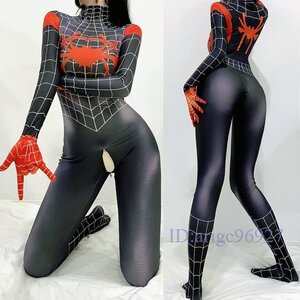 Q261★新品 Lサイズ セクシー 悩殺 コスプレ衣装 アニメキャラクター オープンクロッチ仕様 全身タイツ ボディストッキング スパイダー風