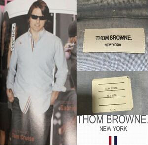 【THOM BROWNE(トムブラウン】トム・クルーズ着　トリコ　グログランテープ　オックスフォードシャツ　BLUE