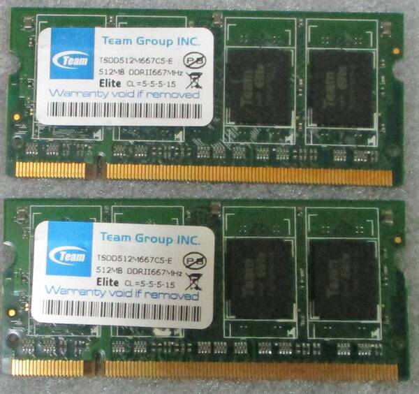 No3150 Team Group 512MB メモリ×2枚