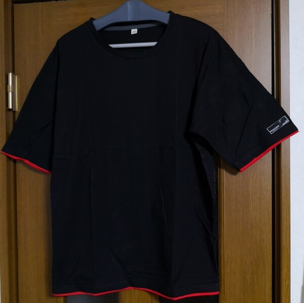 Tシャツ 5分袖 ブラック3XL(日本サイズL) レッドライン