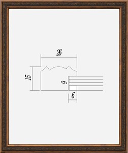 デッサン用額縁 UVカットアクリル付 8222 八ッ切 ブラウン