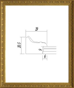 デッサン用額縁 UVカットアクリル付 8206 八ッ切 アンティークゴールド 金