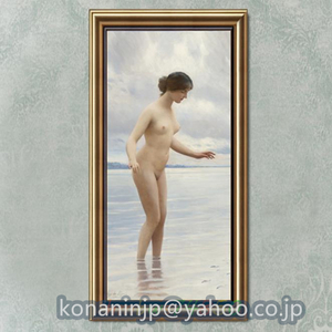 特売！高品質 美術品☆ 裸婦 官能美女 人物画 超セクシー美人画 油彩 絵画 寝室 装飾品 額縁付き 40cm*80cm 