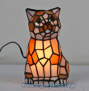 超人気★猫 ステンドグラス テーブル ライト ランプ 卓上 間接 照明 スタンド ライト ベッドサイド ランプ 