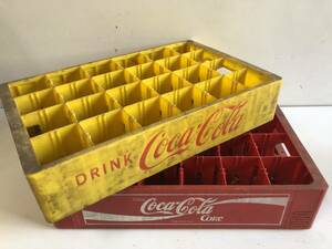 ⑧◆コカコーラ Coca-Cola◆コカコーラケース ビンケース 24本 ケース ドリンクケース ビンテージ レッド/イエロー 2個セット 