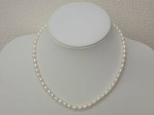 本真珠-12；(オーバル・変形) ホワイト パール ネックレス 珠径；約5.2～5.8ｍｍ（短い部分）ネックレス長さ；約43ｃｍＳILVER TOP刻印