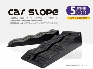 3段階式カーランプ 2個セット 耐荷重5トン カースロープ 5t ラダーレール ガレージジャッキアップサポート スリップ防止付き 60日安心保証