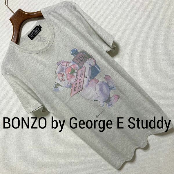 美品◆BONZO by George E Studdy◆キャラクター Tシャツ L 杢グレー 犬 ドッグ 半袖 アニマル