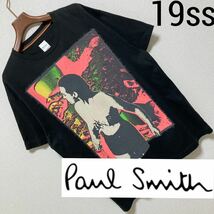 19ss◆Paul Smith◆Tropical Lady Print Tシャツ M 黒 ブラック ポール スミス パラダイス トロピカル 半袖 アートワーク 日本製 良品_画像1