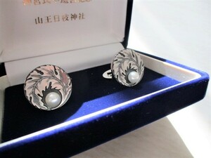 新品　山王日枝神社第62回式年遷宮記念カフスリング　シルバー銀製 真珠　送料無料の商品画像