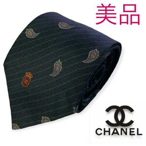 A45★美品★ CHANEL シャネル ネクタイ シルク ココマーク イタリア