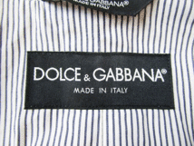 (D) DOLCE&GABBANA ドルチェ&ガッバーナ 春夏用 エンブレム ワッペン ストライプ テーラード ジャケット 46 ホワイト ブラック コットン_画像8