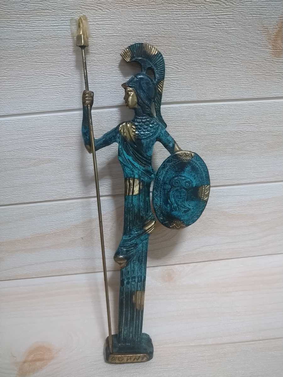 La Grèce ancienne! Dieu! Soldat! Objet! Figurine ! Laiton! Athéna avec javelot, déesse de la sagesse, artisanat, et guerre fait main fait main ! articles 9, Articles faits à la main, intérieur, marchandises diverses, ornement, objet