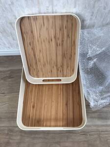 トレー 取っ手付 トレイ 洗える ランチトレー おしゃれ 和風 _竹 2個セット品