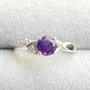 新品　アメジスト　紫水晶　クォーツ　ダイヤモンド　cz 925 シルバー リング　指輪　2月　誕生石　宝石　天然石　水晶　ヴィンテージ
