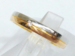 K18 Pt900 イエローゴールド プラチナ ＃10 ダイヤモンド付き 総重量3.5g リング 指輪 コンビ レディース アクセサリー ジュエリー