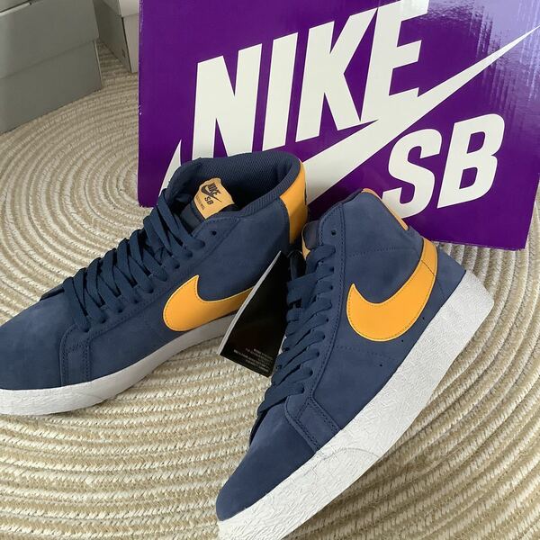 27.5cm 希少ミシガンカラー！NIKE Blazer MID ナイキ ブレザー ネイビー イエロー SB スエード 新品未使用