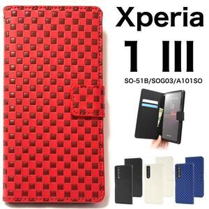 xperia 1 iii ケース SO-51B/SOG03 チェック柄 ケースストラップつき