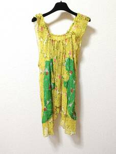  new goods regular price 3.8 ten thousand Tsumori Chisato dot silk chiffon no sleeve blouse yellow color 