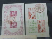 22SE　A　日本切手　1947-49年　記105-173aの内　初日特印付・他　東京切手展～月に雁　各種 小型シート　計14種　少々ヤケ有_画像5