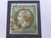 22L　A　№21　フランス切手 クラシック　1853-1860年　SC#12　ナポレオン　1c　計6枚+カバー　使用済　_画像3