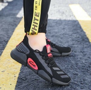 靴 【27cm】【s15黒】 メンズ スニーカー メッシュ シンプル ランニングシューズ フィットネス ウォーキング スポーツ