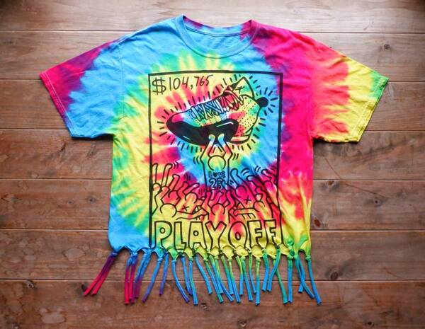 送料無料♪USA製dyenomite タイダイTシャツ キースへリング size M メンズ リメイク Hand Dyed オーバーサイズ 美品 古着 ロンハーマン