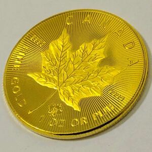 メープルリーフ金貨 2021年　エリザベス女王　カナダ 大型金貨　古銭　重さ23.54g