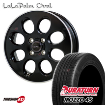 4本セット LaLaPalm oval ララパーム オーバル 14x4.5J 4/100 +45 ブラック DURATURN MOZZO 4S 165/60R14 デイズ スペーシア パレット ミラ_画像1