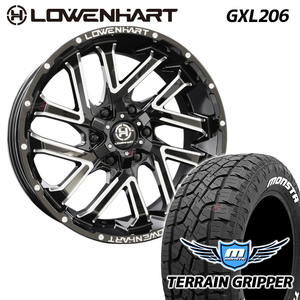 4本セット LOWENHART GXL206 レーベンハート 17x8.0J 6/139.7 +20 MONSTA モンスタ TERRAIN GRIPPER 285/70R17 FJ など ホワイトレター A/T