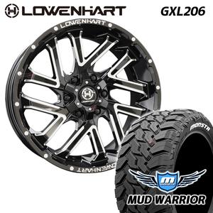 ホワイトレター 4本セット LOWENHART GXL206 20x8.5J 6/139.7 +10 MONSTA MUD WARRIOR 265/50R20 マッド プラド ハイラックス PRADO HILUX