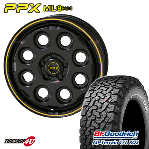 4本セット PPX MIL8 MIL:8 17x7.0J 5/127 +35 ブラック BFグッドリッチ オールテレーン T/A TA KO2 265/70R17 A/T AT ラングラー JL JK