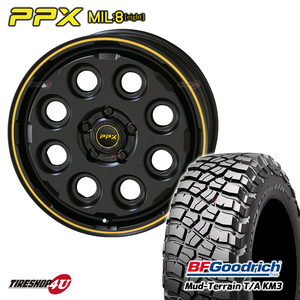 4本セット PPX MIL8 MIL:8 17x7.0J 5/114.3 +38 ブラック BFGoodrich Mud-Terrain T/A TA KM3 245/65R17 RAV4 エクストレイル ハリアー