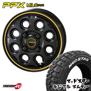 4本セット PPX MIL8 MIL:8 16x6.0J 4/100 +40 ブラック MUDSTAR radial M/T 215/60R16 マッドスター ラジアル MT ライズ ロッキー RAIZE