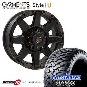 4本セット GARMENTS Style U 16X5.5J 5/139.7 +22 オフロードタイヤ M/T CF3000 215/85R16 ウェッズ ガーメンツ ジムニー JB64 JB23 jimny