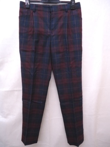 [KCM]kof-269* new goods *[LOUNIE/ Lounie ] check pattern tapered pants ( waist rear rubber ) navy / dark red series size 38 lady's 
