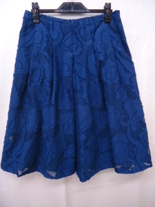 [KCM]sta-261-38* new goods *[SCAPA/ Scapa ] chiffon cut Jaguar do skirt navy series size 38 lady's 