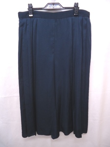 [KCM]sta-278-44* new goods *[UNTITLED] satin manner side pleat long culotte gaucho navy series size 44(4L) lady's 