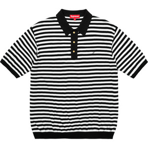 極美 18SS Supreme Striped Knit Polo Sサイズ ストライプ ニット ポロシャツ ワンポイント ロゴ White ホワイト Tシャツ