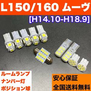 L150/160 ムーヴ(ムーブ) バルブセット 激安ウェッジ球 ルームランプ＋スモールライト＋ナンバー灯 T10 LED ホワイト ダイハツ