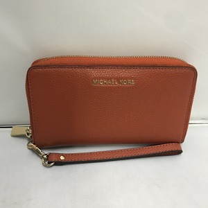 MICHAEL KORS ラウンドファスナー長財布 32H4GTVE9L スマホケース付き ストラップ レザー オレンジブラウン[jgg]