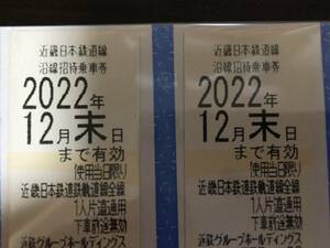 近鉄グループホールディングス　近畿日本鉄道　株主優待電車乗車証　2枚　2022年12月31日迄　出品数6