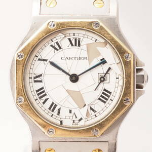 カルティエ サントス オクタゴン Cartier AC17.90 gr OR0.750 2.50gr AUTOMATIQUE デイト 自動巻 YG×SS ボーイズ 腕時計[296613866]AC5